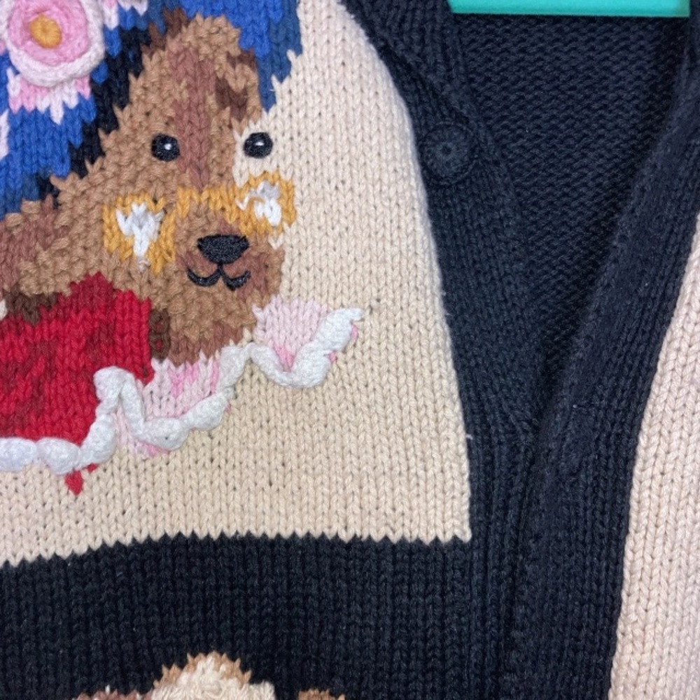 Vintage Eagle’s Eye Chunky Knit Bear Cardigan Grandma core Sweater Women’s New M - Picture 6 of 11